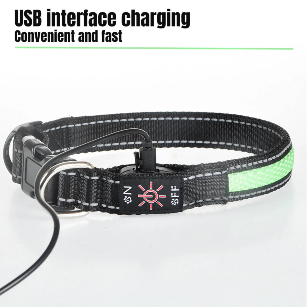 High-Visibility LED Safety Glow Dog Collar - USB Rechargeable, Adjustable Soft Mesh, Durable & Comfortable, 3 Light Modes (Quick Flash Mode Included), Camping Use, Night Visibility, 5 Sizes (XS-XL) for Small/Large Dogs, See Your Pup at Night