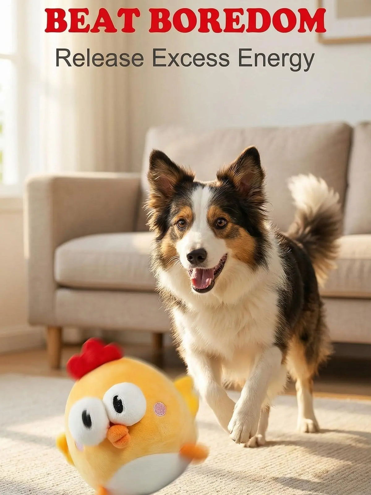 3-In-1 Interactive Dog Toy Ball - Soft Plush Cover, Recordable Singing, Bouncing Mode, 3 Modes, Rechargeable Motion-Activated, Removable Machine Washable, Built-In Crinkle Paper, Gentle on Teeth, Mental Stimulation for Small-Medium Dogs Indoor Solo Play