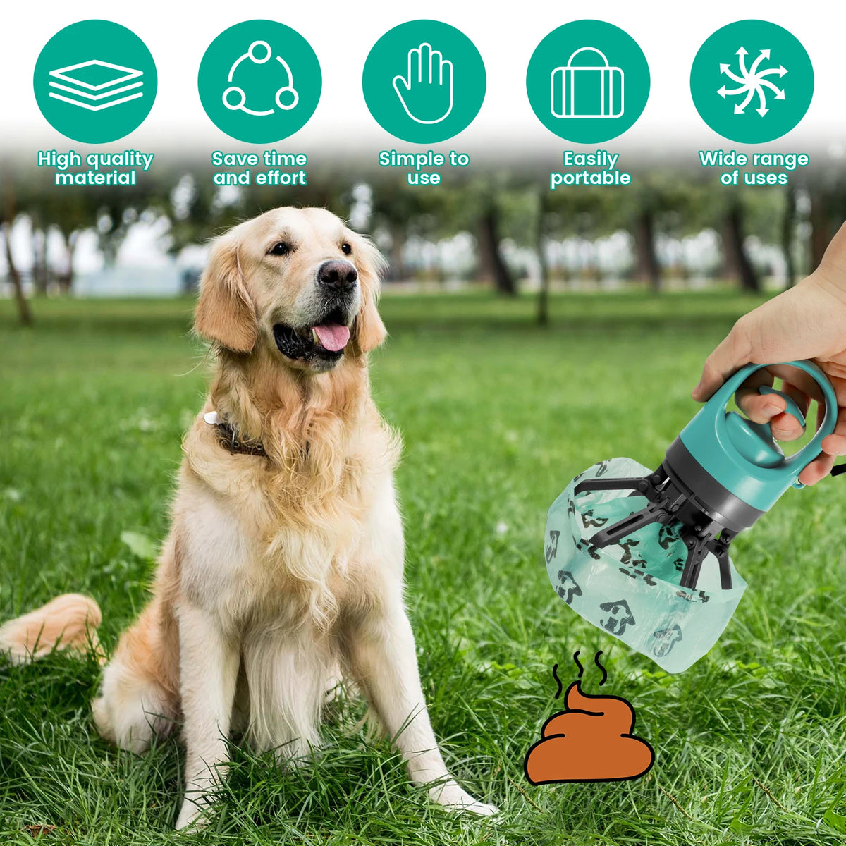 Portable Pet Waste Disposal Bag with Dog Fecal Shovel Dispenser