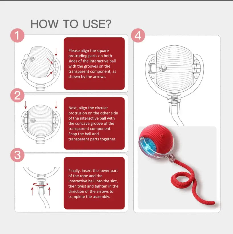 3-In-1 Smart Cat Toy Ball - Automatic Interactive Cat Toy with 3 Interchangeable Silicone Shell Tails, Universal Fit Set with Extra Tail, Supports Chase Stimulation to Reduce Boredom