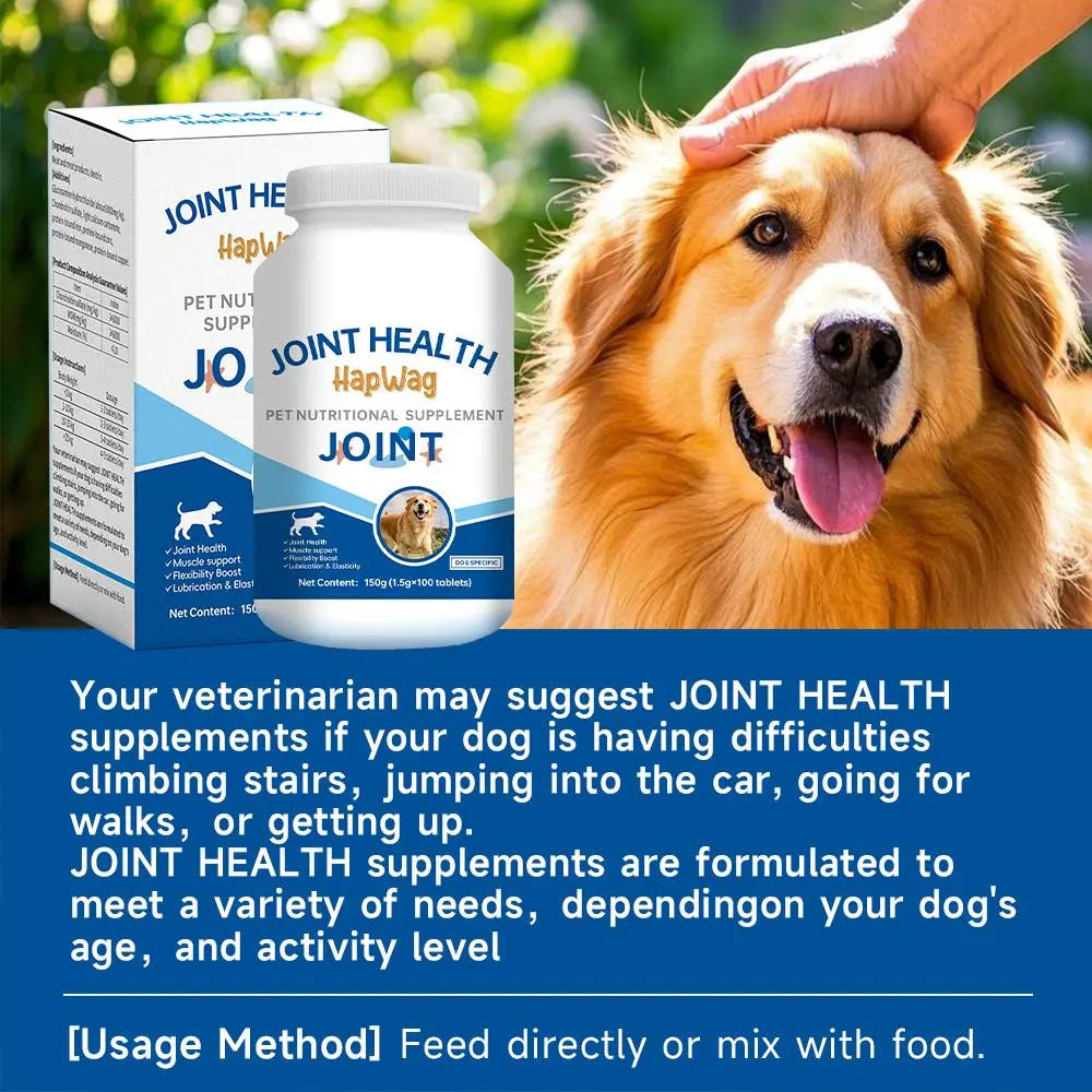 HAPWAG FDA Registered Dog Joint Support Chewables - Chicken Flavor, Vet Recommended Canine Nutritional Supplement with Glucosamine, Chondroitin, Calcium, Daily Canine Wellness Mobility Aid for Hip & Bone, Muscle & Flexibility Boost, All Ages, 100 Count