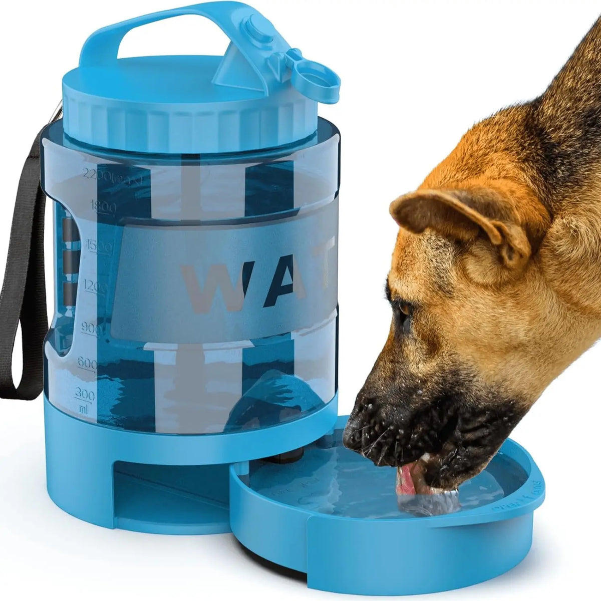 77Oz Large 2In1 Water+Bowls Dog Dispenser, Bpa-Free Black Animal Water Bowl with Campsite Hydration, Pours for Easy Sips – Hiking/Camping Pet Drinking Water Bowl
