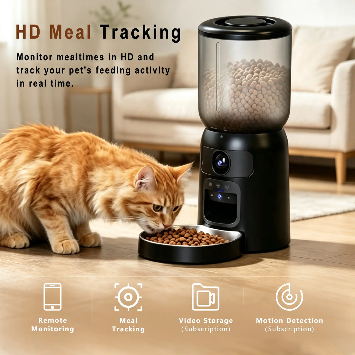 Taleboss Smart Automatic Cat Feeder with Camera, 5L Capacity, Laser Toy, 1080P HD, App Control, Night Vision, Dual Band Wifi, Two-Way Audio