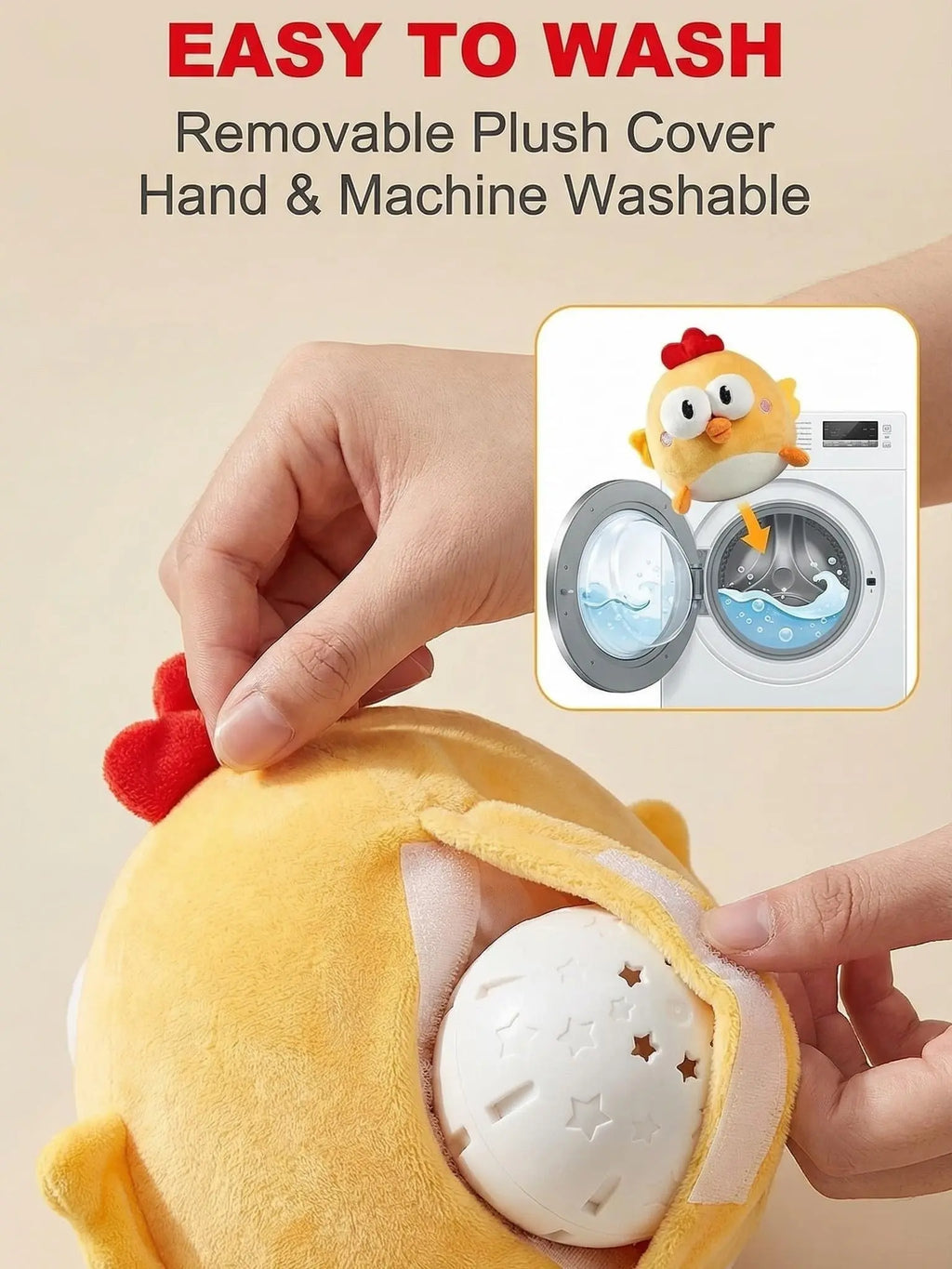 3-In-1 Interactive Dog Toy Ball - Soft Plush Cover, Recordable Singing, Bouncing Mode, 3 Modes, Rechargeable Motion-Activated, Removable Machine Washable, Built-In Crinkle Paper, Gentle on Teeth, Mental Stimulation for Small-Medium Dogs Indoor Solo Play