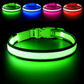 High-Visibility LED Safety Glow Dog Collar - USB Rechargeable, Adjustable Soft Mesh, Durable & Comfortable, 3 Light Modes (Quick Flash Mode Included), Camping Use, Night Visibility, 5 Sizes (XS-XL) for Small/Large Dogs, See Your Pup at Night
