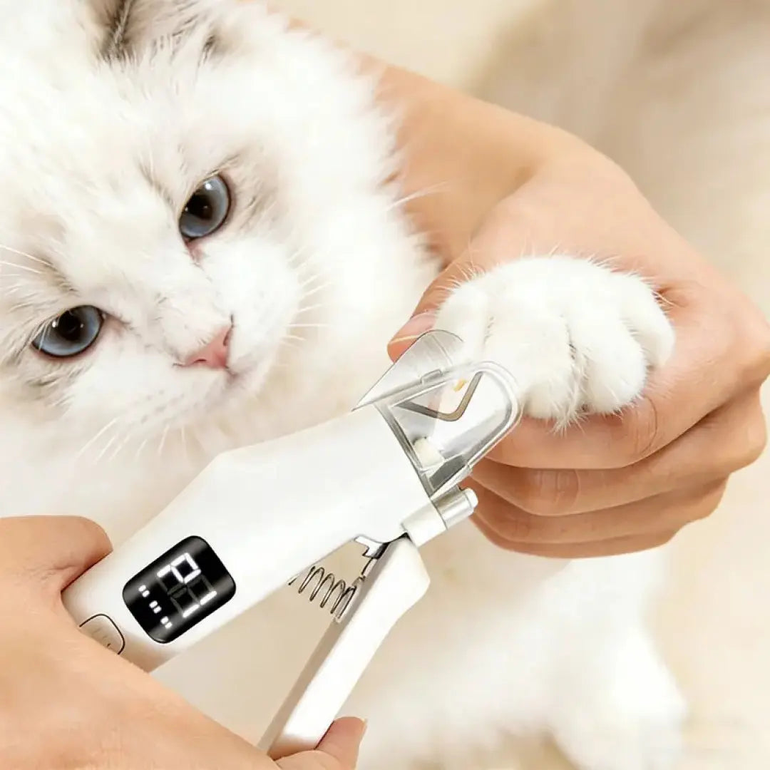 Professional 2-In-1 Stainless Steel Rechargeable Pet Nail Trimmer & Grinder with Built-In LED Light, 3.7V 400Mah, ABS Universal Foot Care Tool, Cleaning Function, Charging Cable Included, Fit for Dogs & Cats (18Cm * 5.5Cm)