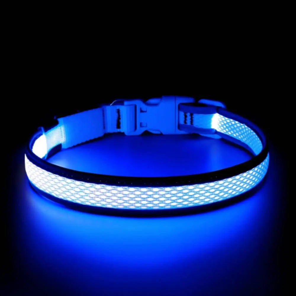 High-Visibility LED Safety Glow Dog Collar - USB Rechargeable, Adjustable Soft Mesh, Durable & Comfortable, 3 Light Modes (Quick Flash Mode Included), Camping Use, Night Visibility, 5 Sizes (XS-XL) for Small/Large Dogs, See Your Pup at Night