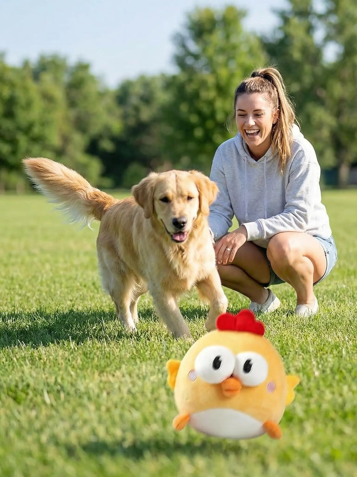 3-In-1 Interactive Dog Toy Ball - Soft Plush Cover, Recordable Singing, Bouncing Mode, 3 Modes, Rechargeable Motion-Activated, Removable Machine Washable, Built-In Crinkle Paper, Gentle on Teeth, Mental Stimulation for Small-Medium Dogs Indoor Solo Play
