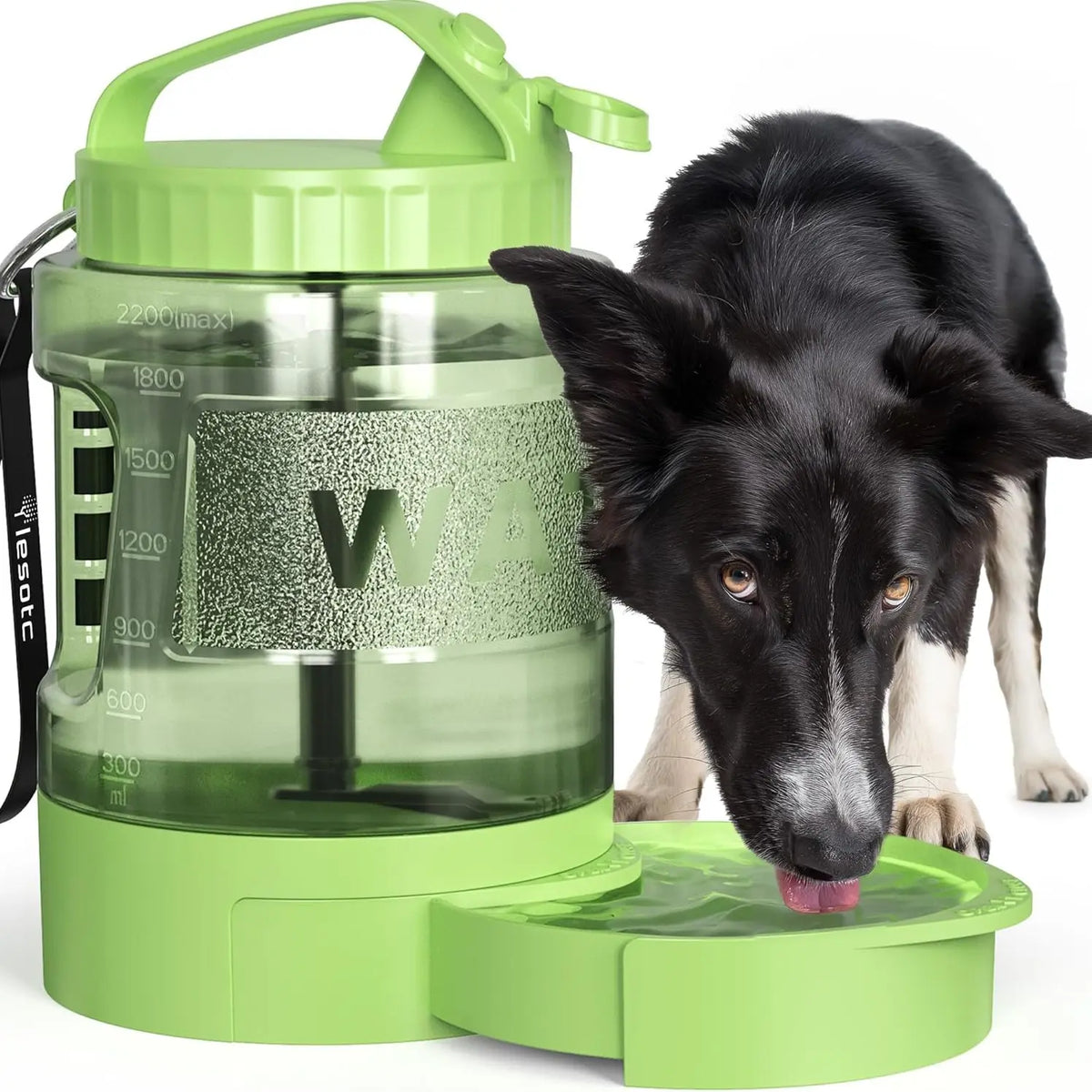 77Oz Large 2In1 Water+Bowls Dog Dispenser, Bpa-Free Black Animal Water Bowl with Campsite Hydration, Pours for Easy Sips – Hiking/Camping Pet Drinking Water Bowl